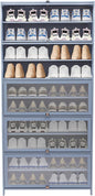10 Tiers Shoe Storage Cabinet,Free Standing Shoe Rack with Transparent Cabinet Door,Hall Organizers & Storage Rack with Adjustable Shelf for Entryway Living Room.,31.5 * 12.6 in (Grayish Blue)