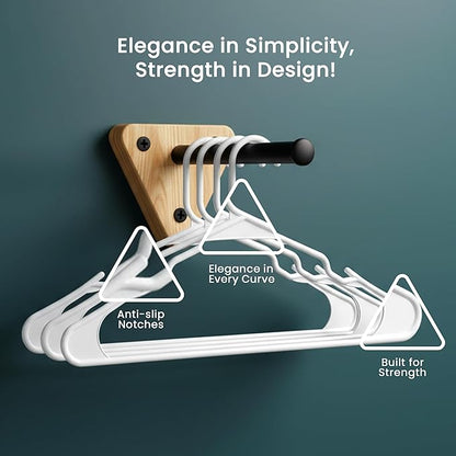 Utopia Home - Plastic Hangers 50 Pack - Space Saving Clothes Hanger - Durable and Strong Closet Organizers and Storage Makes It Ideal Stocking Stuffers or Apartment or Dorm Room Essentials (White)
