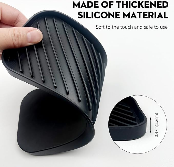 Silicone Sink Organizer Tray, Multi-Use Soap & Sponge Holder for Kitchen and Bathroom Countertops, Non-Slip Soap Dish(Black)