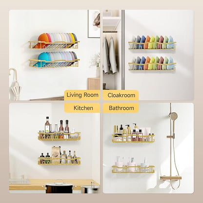Nicetree Hat Racks for Baseball Caps Wall - Metal Hat Organizer for 48 Baseball Caps Holder, 2 Pack Hat Storage Organizer for Closet, Bedroom, Living Room Gold