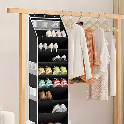 Genérico Over the Door Shoe Organizer | 8 Tier Hanging Organizer for 16-24 Shoes | Storage Closet Home Bathroom Bedroom Classroom