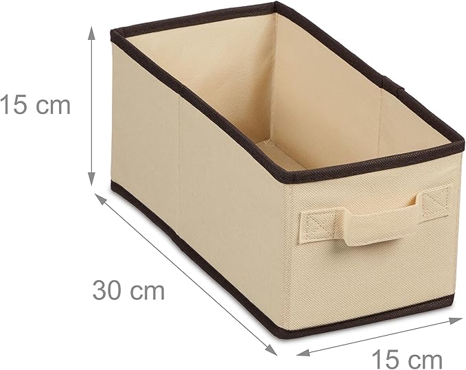 Relaxdays Wardrobe Hanging Shelf, 7 Compartments, Fabric, 106 x 16.5 x 31 cm, 2 Drawers, Clothes Organiser, Beige