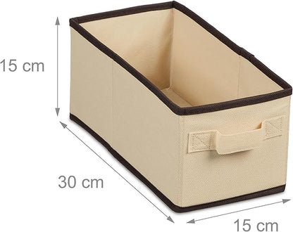Relaxdays Wardrobe Hanging Shelf, 7 Compartments, Fabric, 106 x 16.5 x 31 cm, 2 Drawers, Clothes Organiser, Beige