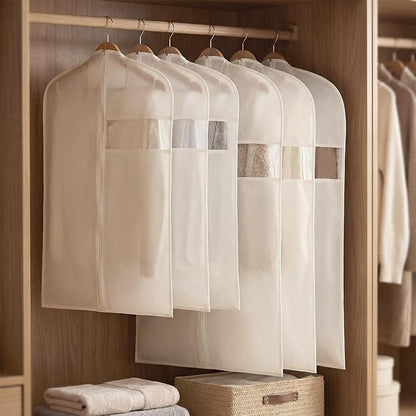 Aliceset Cotton Garment Bags for Hanging Clothes, Canvas Suit Bags for Clothes Coats Jackets Shirts Closet Storage Travel Gusseted Hanging Garment Cover (6 Pcs,40 Inches 50 Inches)