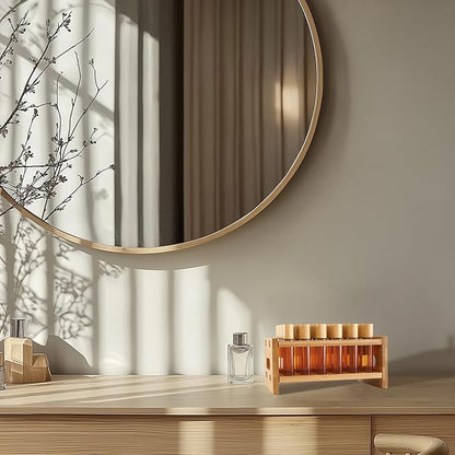 Bamboo Perfume Holder Compatible with Scentbird, Ultra-Sturdy Design Roller Ball Perfume Organizer Display Stand, Tool-Free Setup, 24 Slots for Perfume Oils, Lip Gloss, Lipstick, Essential Oil