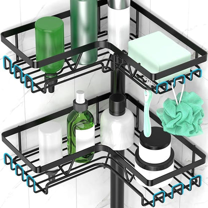 DAOYA Standing Shower Caddy Corner - 4-Tier Floor Shower Caddy Corner Adjustable Bathroom Organizers and Storage with Soap Holder & Razor, Bathroom Free-Standing Organizer for Large Bottles