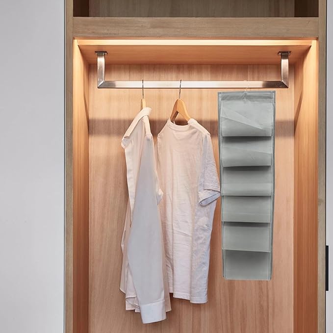 OSALADI Compartment Over The Door Hanging Shoe Storage Bag with Wardrobe Organizer for Socks Underwear Clothes Non-woven Hanging Storage for Bedroom Dormitory Wall Gray
