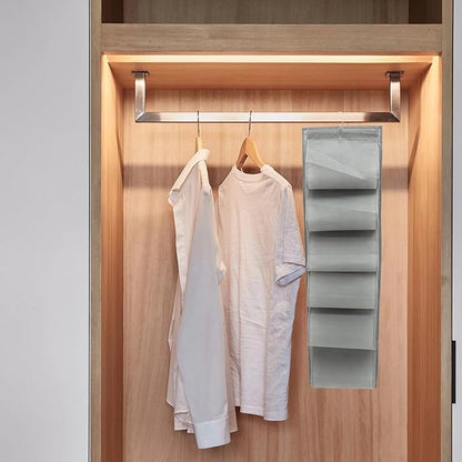 Compartment Hanging Shoe Storage Bag Gray Non-woven Over Door Organizer with Pockets for Socks Underwear Bras Space-saving Closet Wall Hanging Organizer