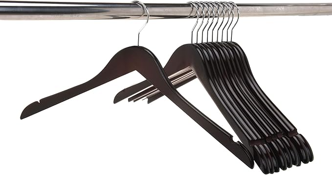 Quality Semi Curved Mahogany Wooden Suit Hangers, 80-Pack Smooth Finish Solid Wood Coat Hanger with Swivel Hook, Jacket, Pant, Dress Clothes Hangers Mahogany, 80