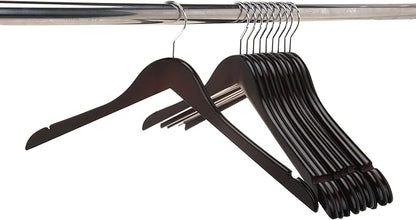 Quality Semi Curved Mahogany Wooden Suit Hangers, 80-Pack Smooth Finish Solid Wood Coat Hanger with Swivel Hook, Jacket, Pant, Dress Clothes Hangers Mahogany, 80