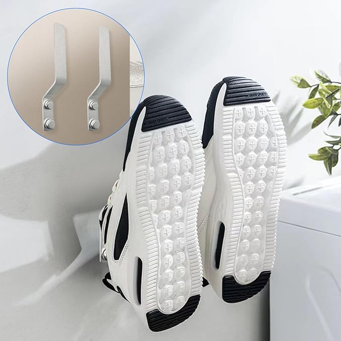 4 Pcs Aluminum Shoes Hooks, Door Wall Mounted Shoes Rack Shelf Organizer for Door Hanging Shoes