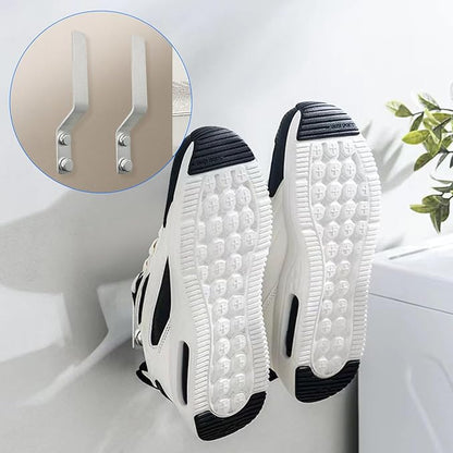 4 Pcs Aluminum Shoes Hooks, Door Wall Mounted Shoes Rack Shelf Organizer for Door Hanging Shoes