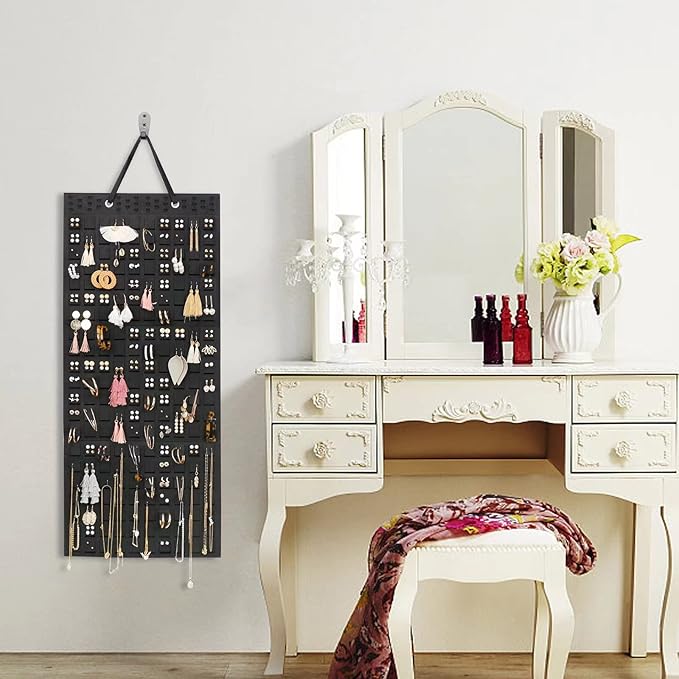 Resovo Extra Large Earring Organizer - Wall Mount Earring Holder for Up to 420 Pairs, Hanging Jewelry Organizer for Women & Girls