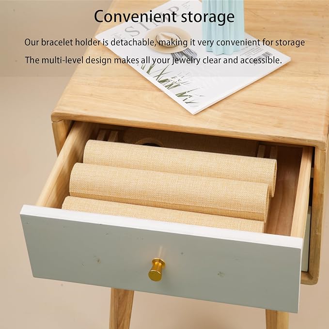 3 Tier Bracelet Holder Display, Velvet Watch Organizer Stand for Selling, Detachable Jewelry Racks for Vendors(Yellow)