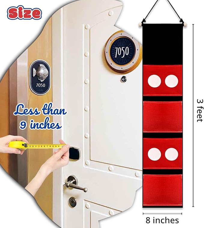 Ohjijinn Fish Extenders Cruise Gifts Hanger with 4 Pockets Canvas Fish Extenders Hanger Easily Customize Cruise Door Decorations for Gift Exchanges (Red and Black)