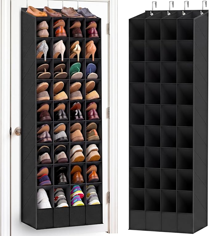 30-40 Pairs Over the Door Shoe Organizer, Large & Deep Pockets Hanging Shoe Rack, Space-Saving Closet Door Organizer Fits Boots,Sneakers or Larger Shoes,Shoe Storage for Bedroom,Small Closet,Entryway