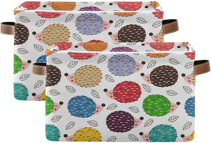 YETTASBIN Cute Hedgehog Storage Basket 1pc, Large Collapsible Toys Clothes Organizer, Durable Canvas Storage Bin with Handle for Shelves Closet Laundry Home Office Decor
