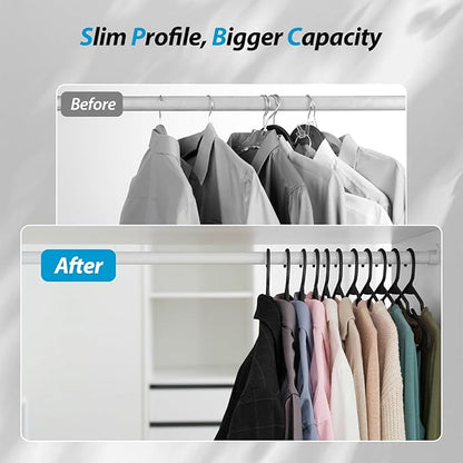 Plastic Hangers, Space Saving Clothes Hanger, Durable and Strong Closet Organizers and Storage (Black, 30 Pack)