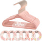 VIS'V Baby Hangers, 11 Inch Velvet Kids Hangers with 6 Pcs Clothes Size Dividers, Infant Toddler Nursery Closet Organization, Non Slip, Pink, 30 Pcs