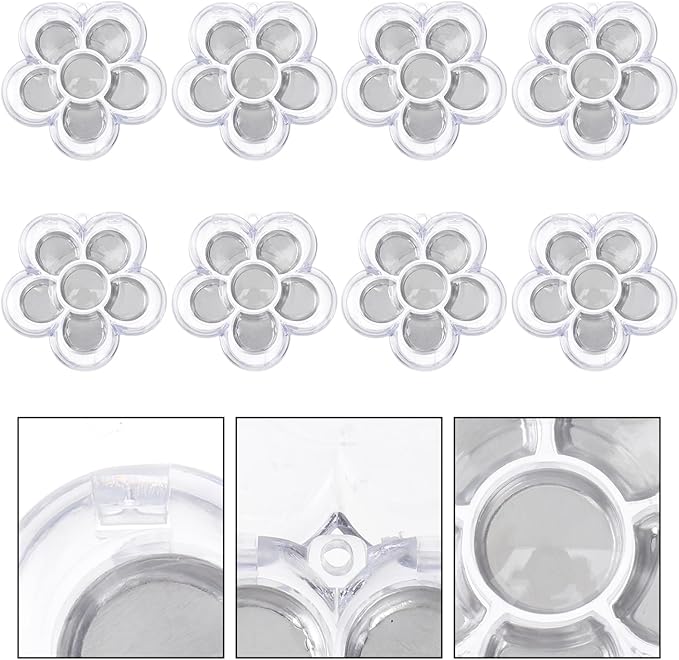 Beaupretty Six-Grid Blossom Sub Box Compact Clear Cosmetic Display Case for Concealer Eyeshadow Lipstick Organizer 2.2X2.2X0.4 Inch Portable Makeup Storage