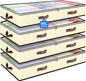 90L Under Bed Storage Containers, Closet Organizers and Storage Bins, Foldable Underbed Storages Bags for Blankets, Towels, Comforter, Sweaters, Pillows, Linen Sheets, Wrapping Paper, 4 Pack Beige