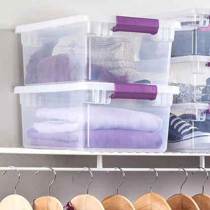 Sterilite 12-Pack ClearView Latch Box, Stackable Organizer Bins with Lids, 15 Quart - Clear Plastic Organization Containers for Closet, Bedroom, Shelving Units and Home or Office Storage