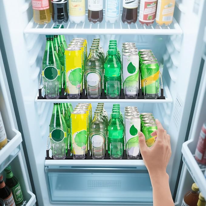 Upgraded Drink Organizer for Fridge，Soda Can Dispenser for Refrigerator，Automatic Self-Pushing Drink Pusher，Space-Saving Fridge Storage，Holds up to 30-35 Cans, 6 Row