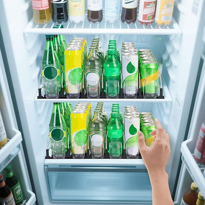 Upgraded Drink Organizer for Fridge，Soda Can Dispenser for Refrigerator，Automatic Self-Pushing Drink Pusher，Space-Saving Fridge Storage，Holds up to 30-35 Cans, 6 Row