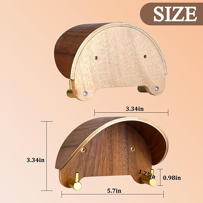 2 Pack Cowboy Hat Rack, Wooden Satin Finish Hat Holder on Wall,Non-Damage Brim Design, Hat Hooks Can Keeps Original Shape of Hat, for Cowboy Hat, Fedora, Sun Hats