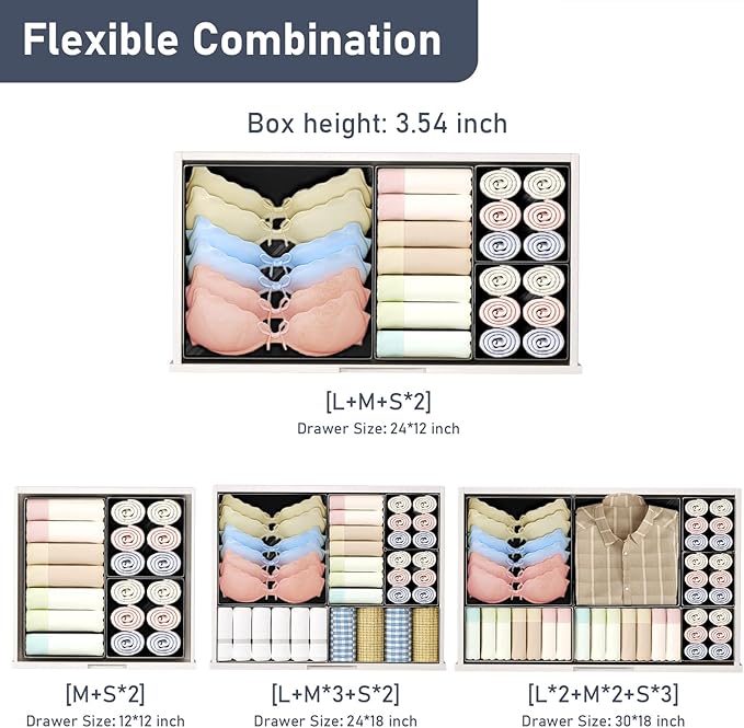 DIMJ Drawer Organizer Clothes Storage - 28 Pack Baby Dresser Organizer for Nursery, Foldable Closet Drawer Organizer Bins for Bedroom Organization, Fabric Storage Dividers for Socks, Underwears, Bras