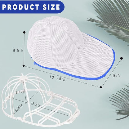 2 Pack Hat Washer Cage for Washing Machine, Baseball Cap Washing Cage, Hat Cleaner for Flat and Curved Ball Caps (Sapphire 2pcs)