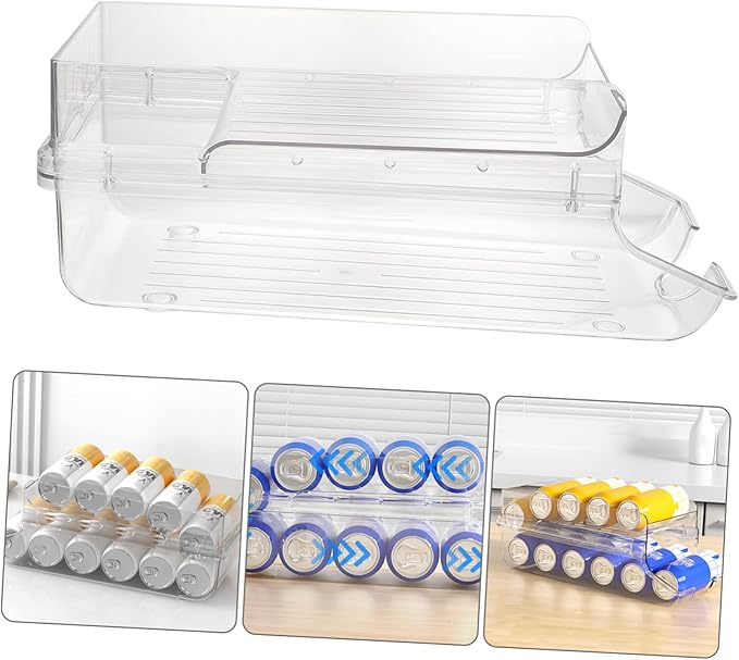 Soda Can Organizer Rack Refrigerator Holder for Beverage Cans Transparent Design for Easy Viewing Storage for Fridge and Pantry