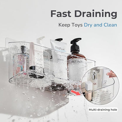 Bath Toy Storage Holder for Bathtub, Clear Bath Toy Organizer Large Capacity Bathtub Toy Storage Shower Caddy for Bathroom (2 Large)