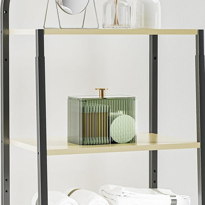 Q Tip Holder for Bathroom with 3 Compartments, Cute Clear Plastic Bathroom Container Jars Canister Dispenser with Lid for Cotton Swab, Ball, Pad, Round, Bathroom Organizer and Storage, Smoked Green
