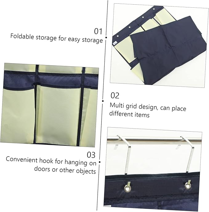 VOSAREA Hanging Shoe Organizer with Over the Door Shoe Holder Bag in Blue and Yellow Multi Purpose Pouch for Tidy Storage in Bedroom Living Room and Closet