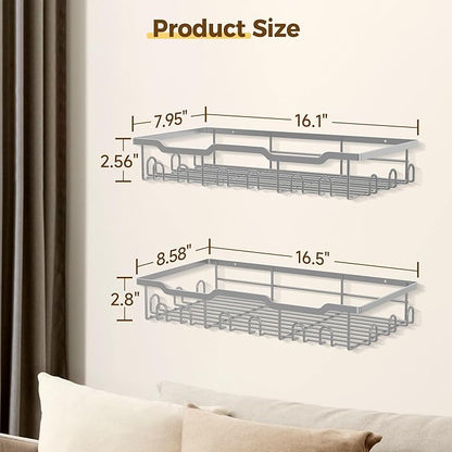 Nicetree Hat Racks for Baseball Caps Wall - Metal Hat Organizer for 48 Baseball Caps Holder, 2 Pack Hat Storage Organizer for Closet, Bedroom, Living Room Grey