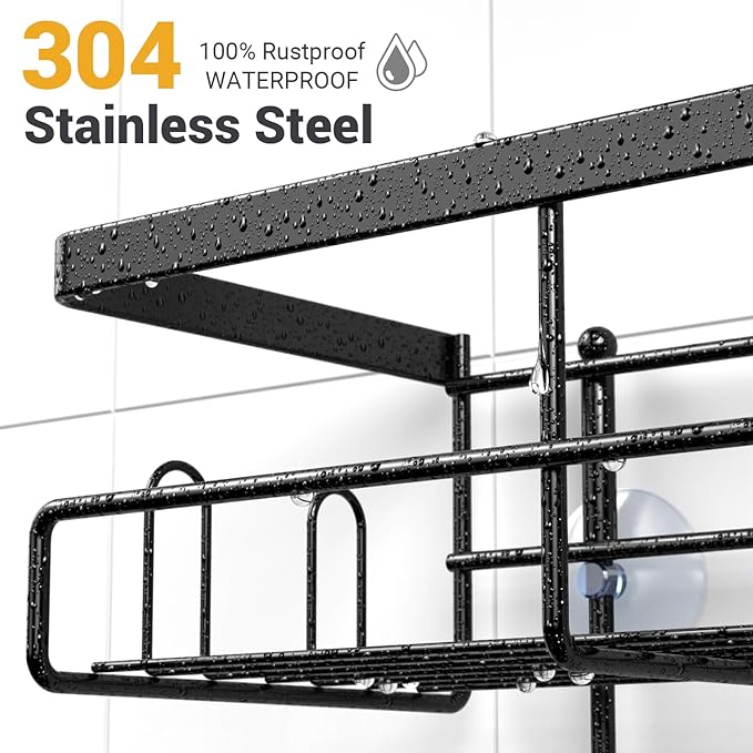 AKTECKE Shower Caddy Hanging Bathroom Organizer: Rustproof Shelf for Inside Shower - No Drilling Racks Over Showerhead - Bath Shelves for Shampoo Soap