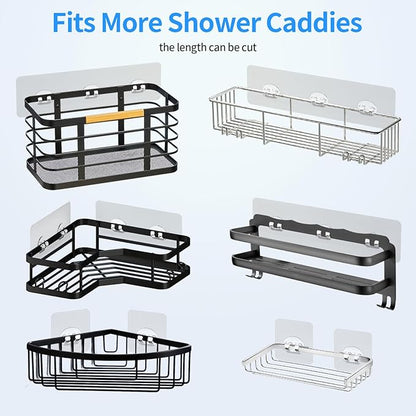 Elegant Shower Caddy Adhesive Replacement, 6 PCS Strong Waterproof Adhesive Hooks and Strips for Shower Shelf and Bathroom Storage Shelves, No Drilling Also Fit Kitchen Rack