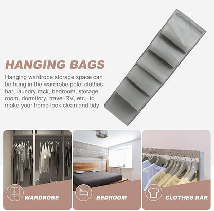 Compartment Hanging Shoe Storage Bag Gray Non-woven Over Door Organizer with Pockets for Socks Underwear Bras Space-saving Closet Wall Hanging Organizer