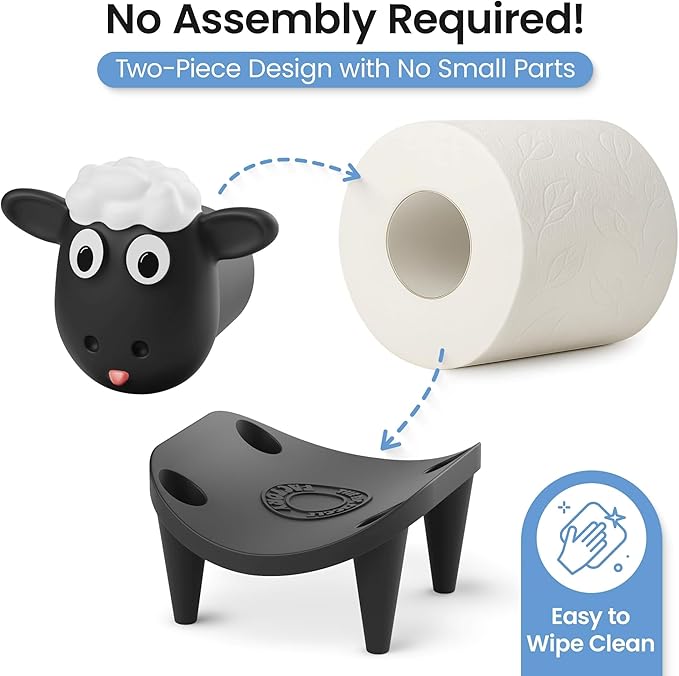Sheep Toilet Paper Holder 3-Pack, Black Sheep Funny Bathroom Decor, Free Standing Cute Animal Holder, Stylishly Store Extra Toilet Paper, Modern Tissue Roll Storage, House Warming Funny Gifts