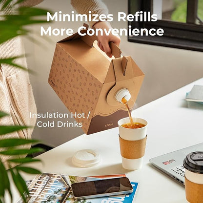 Fit Meal Prep 25 Pack 120 oz Disposable Coffee Dispensers with Handle, Insulated to Go Storage Container, Portable Coffee Box Cold Hot Drink Dispenser Bulk for Party, Catering, Office, Take Out
