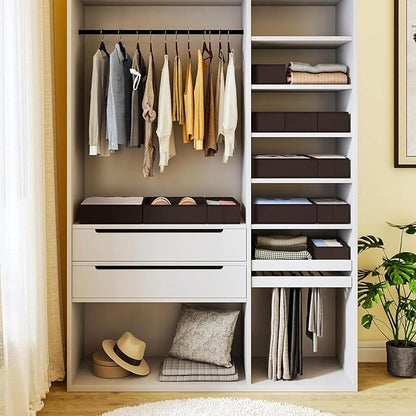 DIMJ Drawer Organizer 15 Pack - Foldable Baby Organizers and Storage & Dresser Organizer for Nursery, Bedroom, Closet - Nursery Organization Dresser Dividers for underwear, Sock, Bra, Belt, Tie, Brown