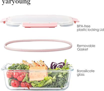 10 Pack Glass Food Storage Containers, Glass Meal Prep Containers with Lids Leak Proof, Microwave & Freezer Safe (34oz & 12oz)
