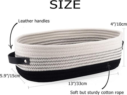 2 Pack Cotton Rope Toilet Basket Bathroom Decor Baskets, Toilet Paper Holder Basket, Farmhouse Home Decor Organizing 13"x5.9"x4" Black