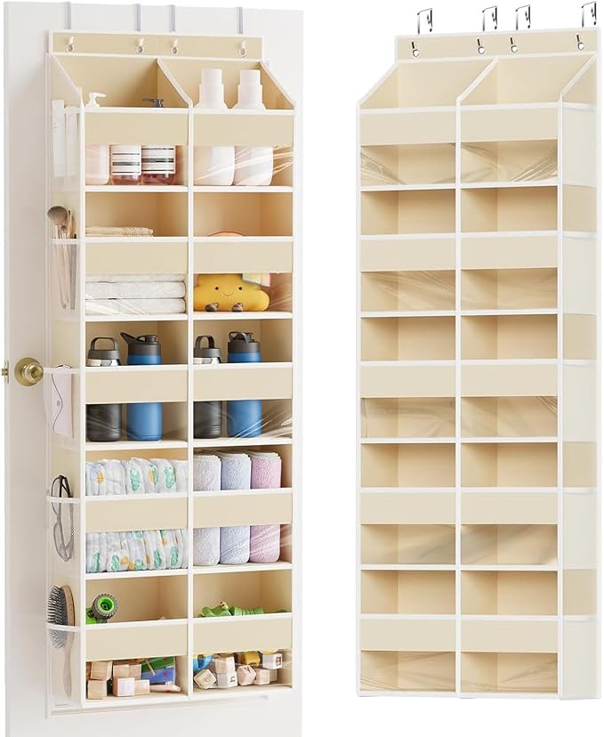 Over the Door Shoe Organizer, Hanging Closet Organizer with Deep Pockets, 900D Oxford Fabric, Heavy-Duty Hooks, Space Saving Storage for Shoes, Bags, Accessories – Gray, 15 Pockets