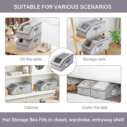 Furlide 2PCS Hat Storage Box, New Grey
