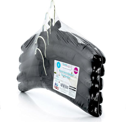HANGERWORLD 5 Black 17inch Classic Satin Padded Hangers for Wedding Dress Non-Slip with Gilt Hook