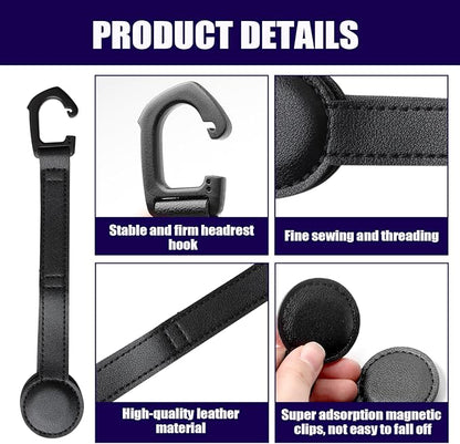 Cowboy Hat Holder for Truck, Magnetic Leather Cowboy Hat Rack for Truck and Car Headrest, Vehicle Organizer for SUV Pickup
