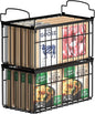 MSERCUOR Freezer Organizer Bins, 2 Pack Stackable Deep Chest Freezer Organizer Bins, Foldable Freezer Baskets with Handles, Black Freezer Storage Organizer Baskets for 5/ 7 Cu.FT Sort Frozen Meats