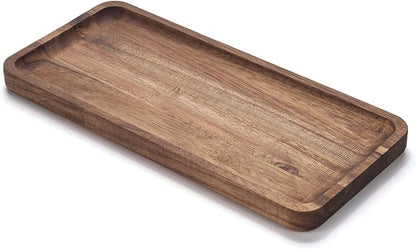 Bathroom Vanity Tray, Acacia Wood Counter Tray, Toilet Tank Tray, Appetizer Charcuterie Snack Serving Board, 11.8 x 5.5 x 0.8 inch